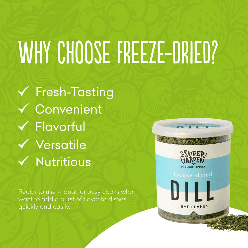 Supergarden dill pack close-up with tangy flavor option for fish