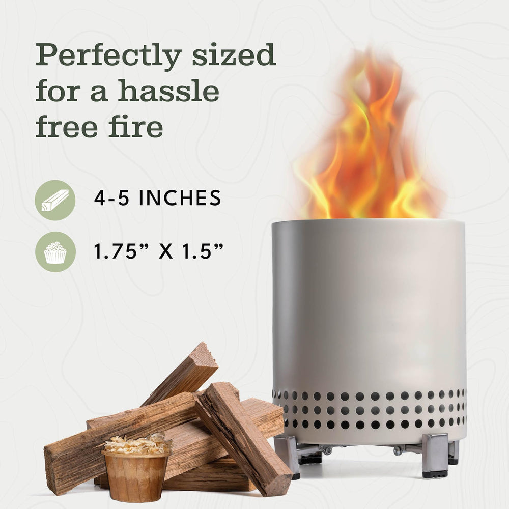 Superior Trading Co. oak mini firewood packaging storage box highlights convenient carry and organized fuel.