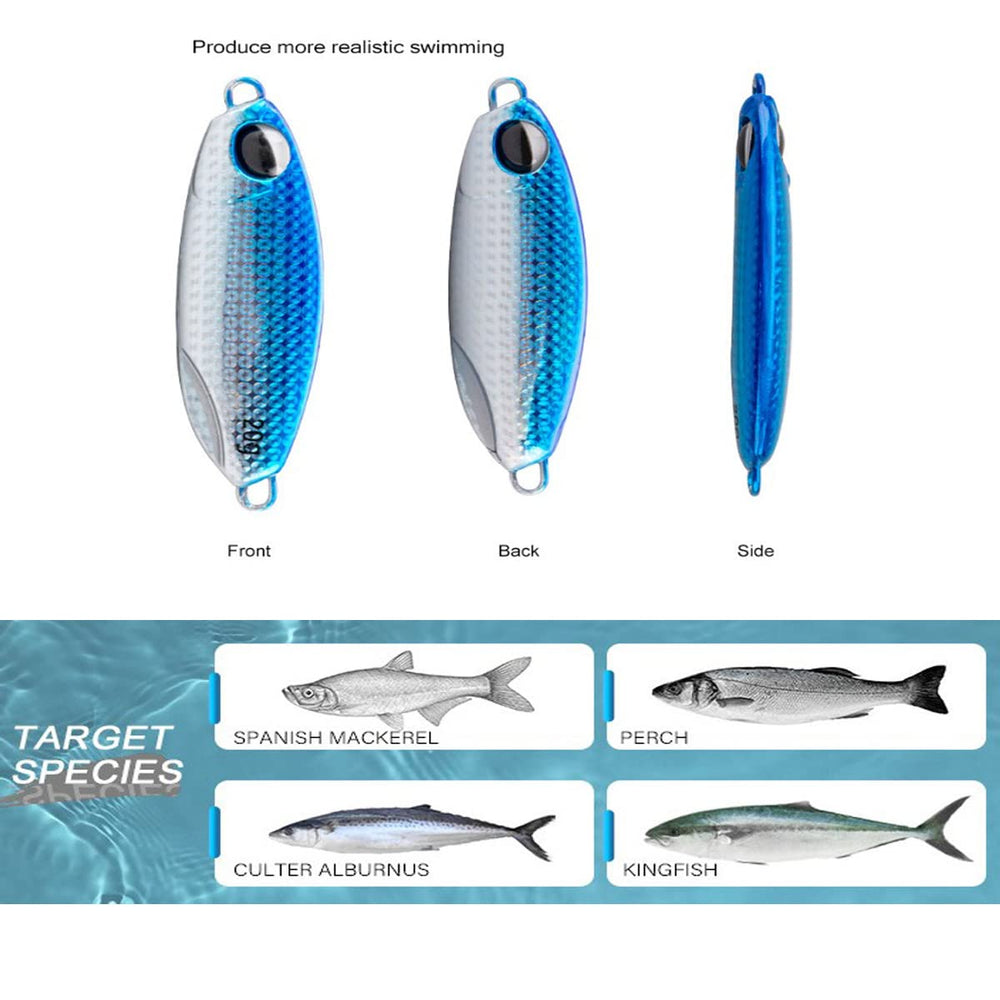 Five color lures packaged in a plastic box