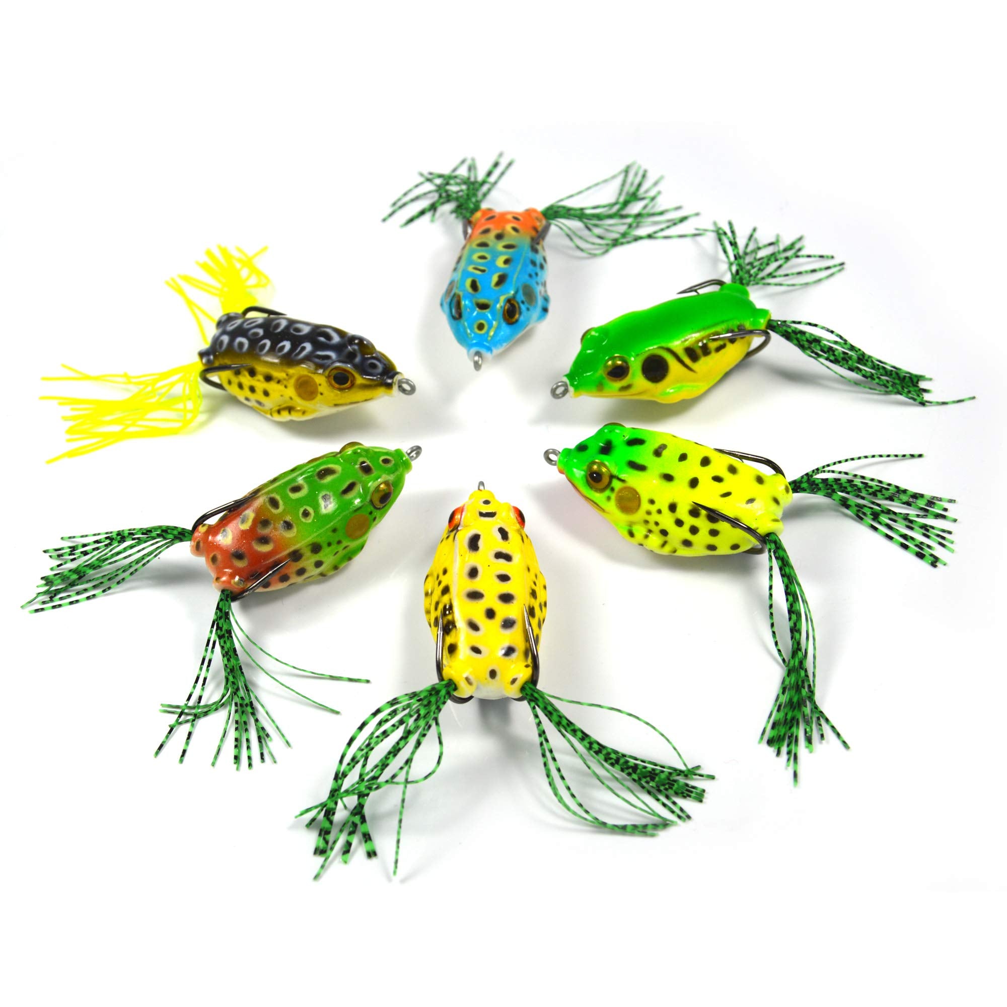 Six frog lures in packaging for bass fishing 04