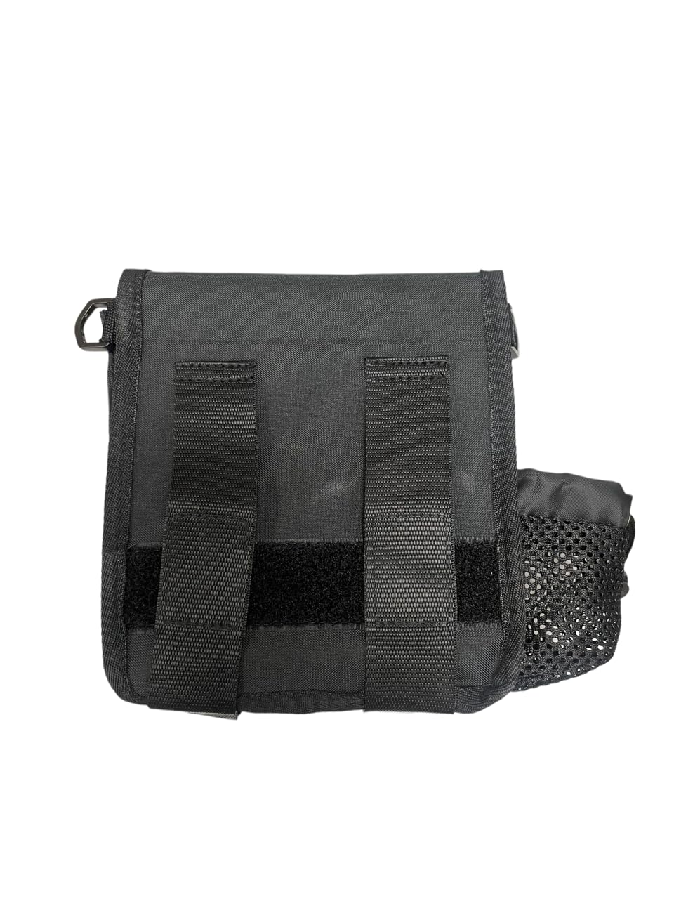Back view showing adjustable belt loops and long shoulder strap