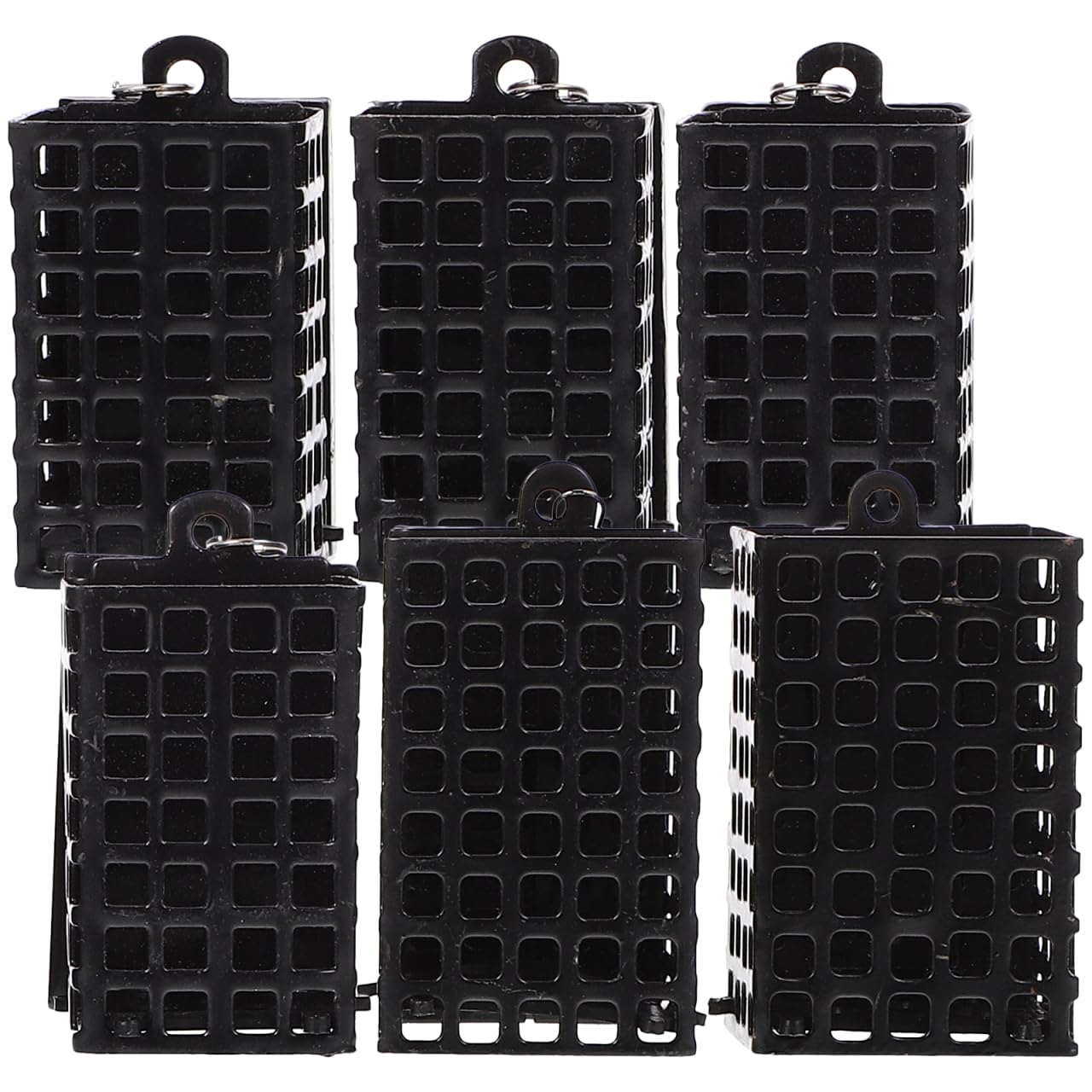 SUPVOX 6Pcs Iron Fishing Bait Cage Feeder – black, front view