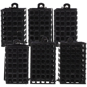 SUPVOX 6Pcs Iron Fishing Bait Cage Feeder – black, front view