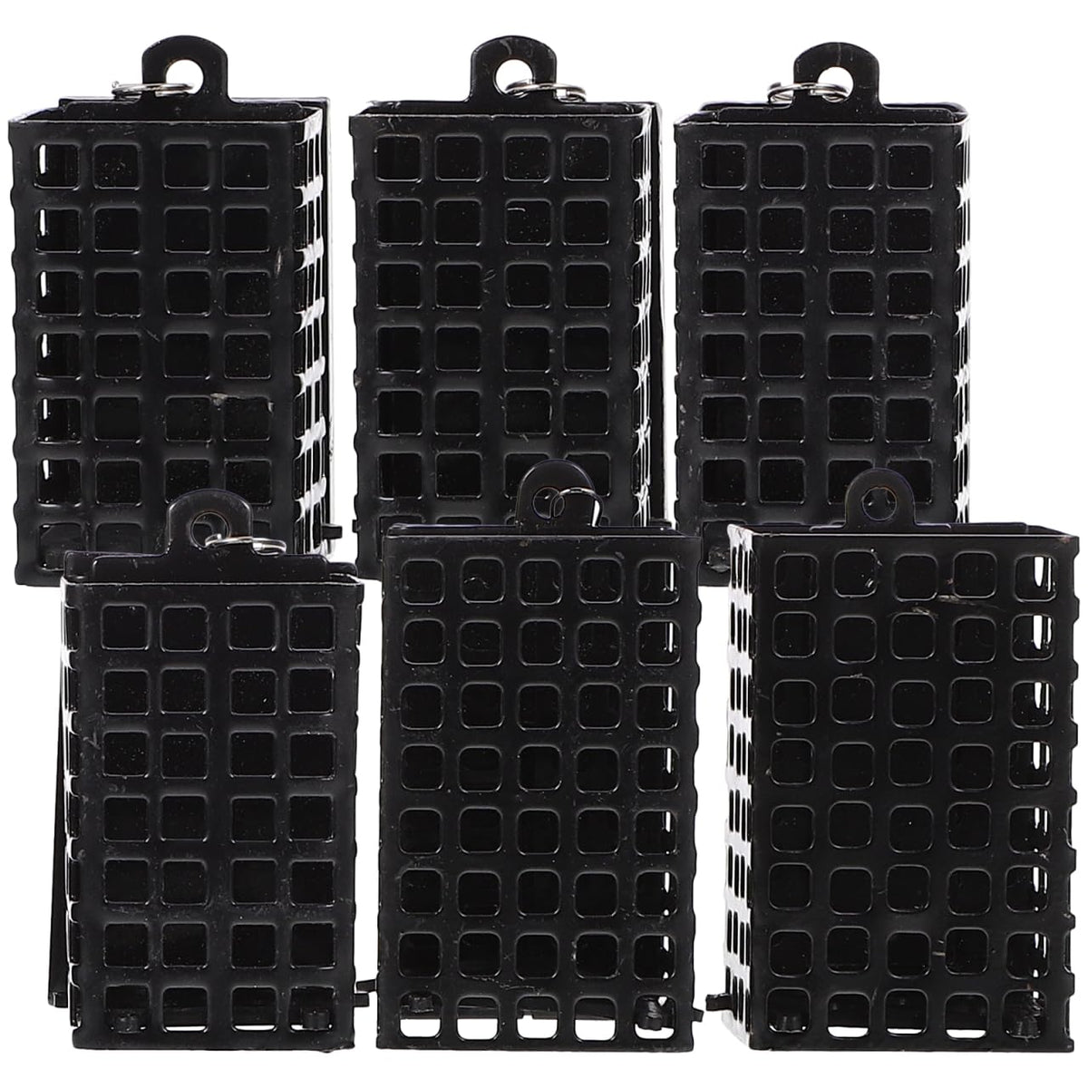 SUPVOX 6Pcs Iron Fishing Bait Cage Feeder – black, front view