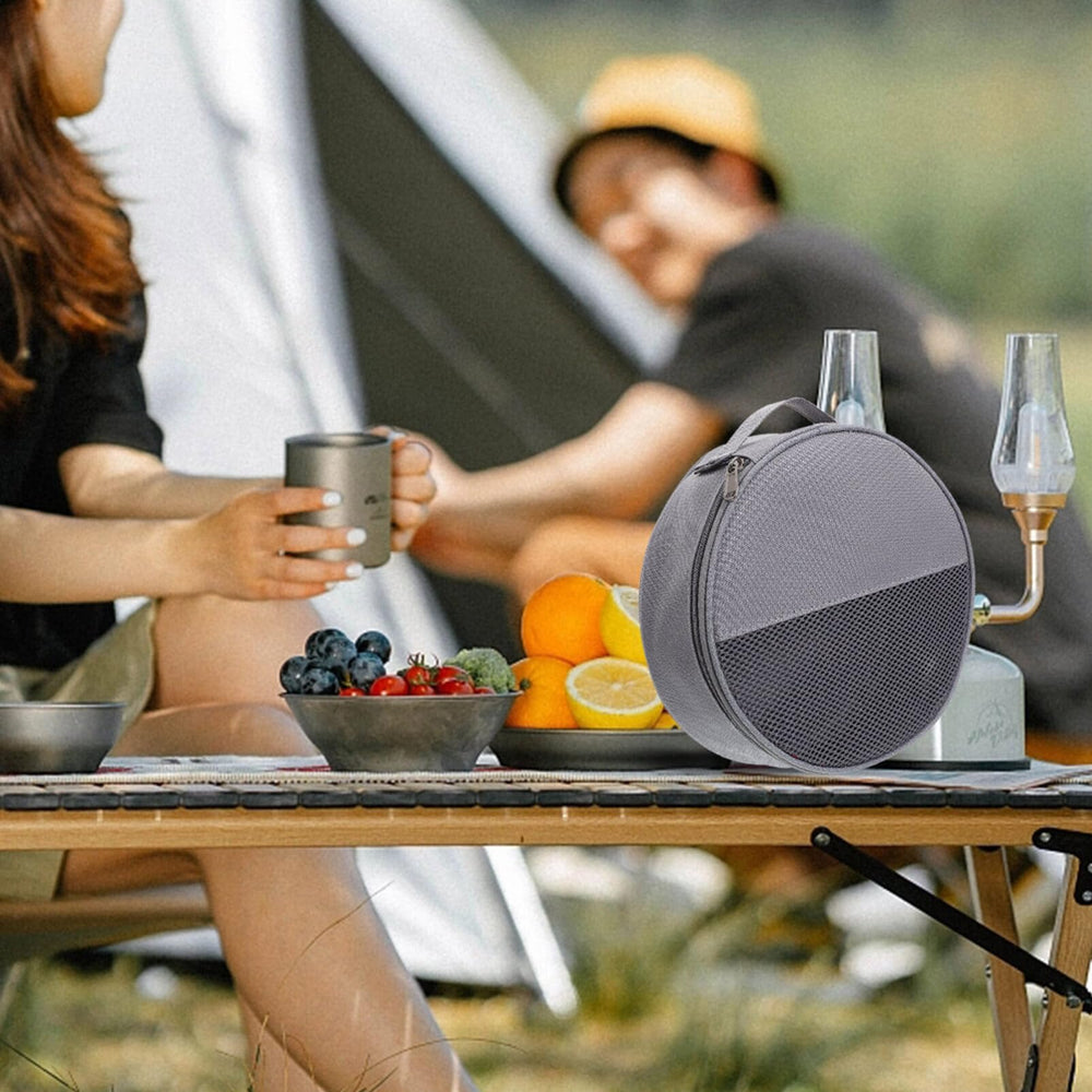 SUPVOX Camp Dish Bag with zipper closure secures contents during hiking and travel.