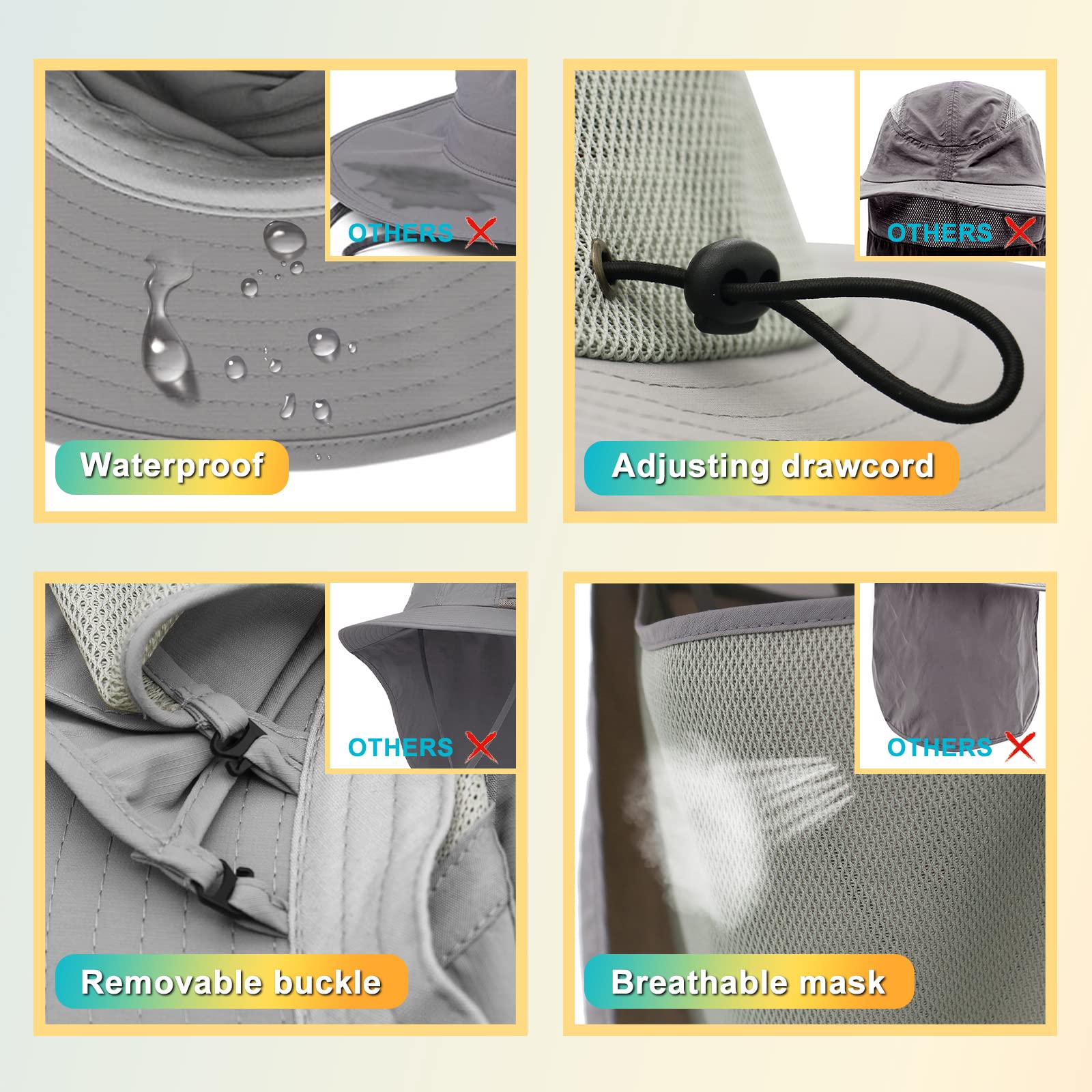 Surblue adjustable chin strap keeps the hat secure in windy conditions.
