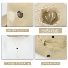 Surblue Boonie Sun Hat windproof chin strap stabilizes hat on breezy days.