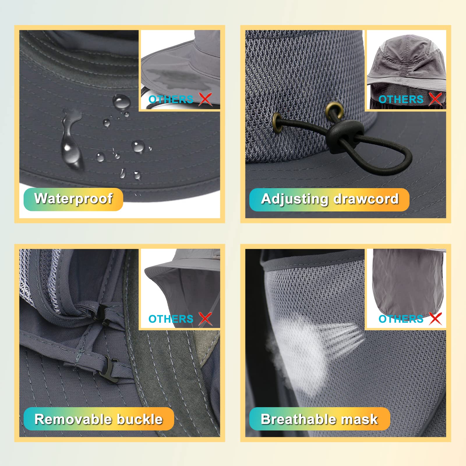 Surblue neck flap coverage keeps ears and neck shaded on trails.