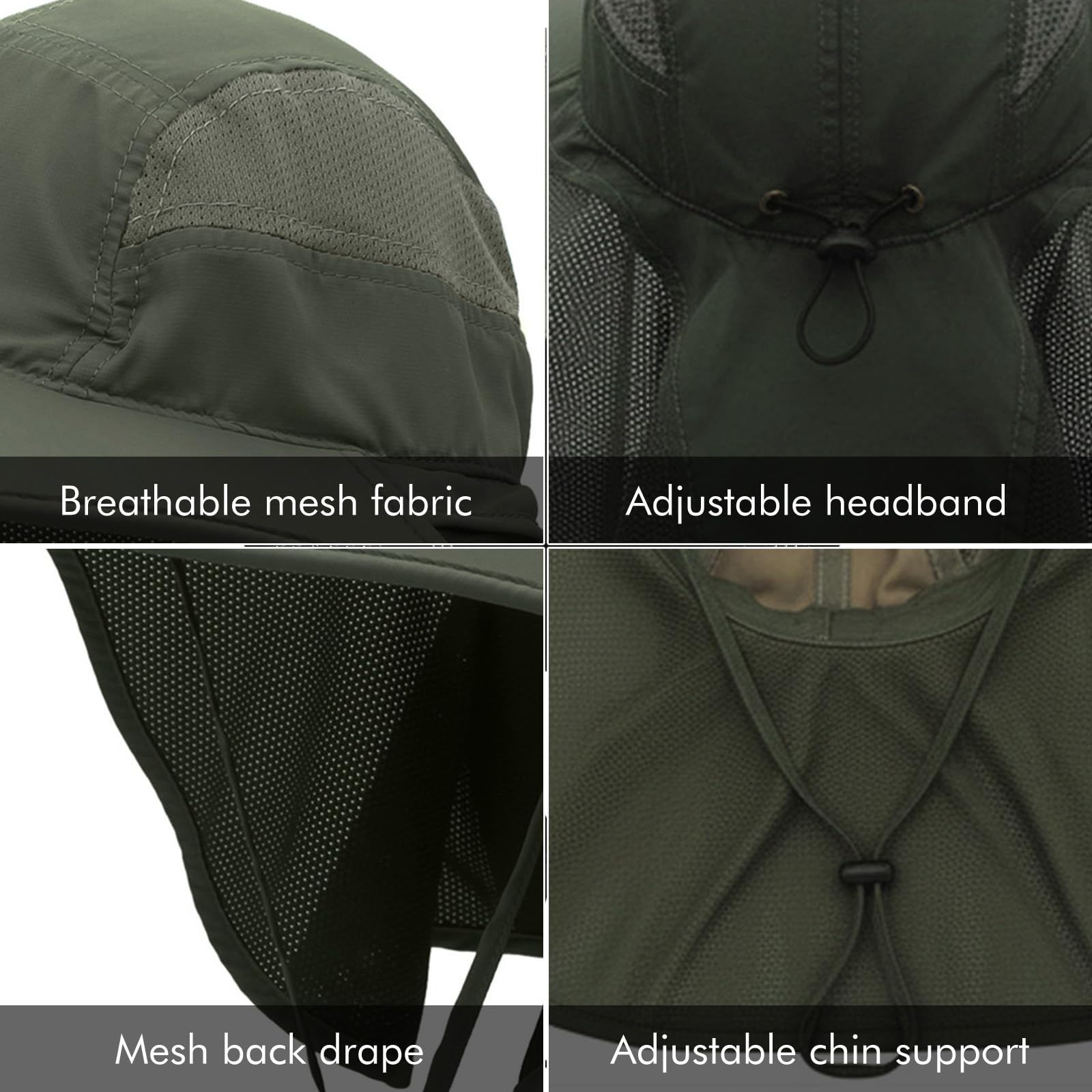 Surblue neck flap provides side shade to extend protection.