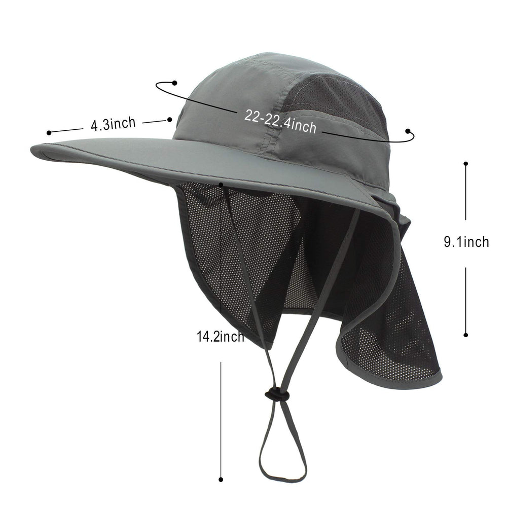 Surblue neck flap hat deters sun exposure during fishing and hiking.