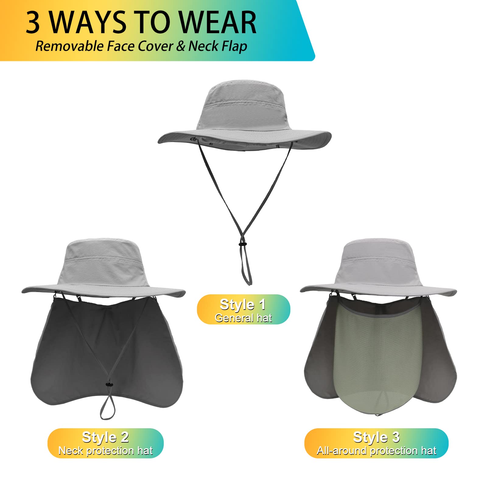Surblue removable mesh face flap provides breathable protection during hikes.