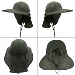 Surblue safari cap features adjustable drawstring for a secure fit.