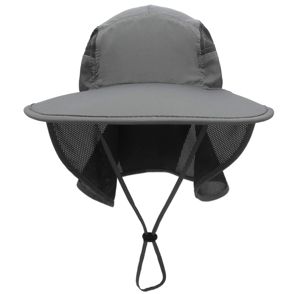 Surblue safari cap silhouette with breathable mesh panels for hot day comfort.