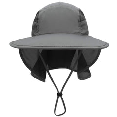 Surblue safari cap silhouette with breathable mesh panels for hot day comfort.