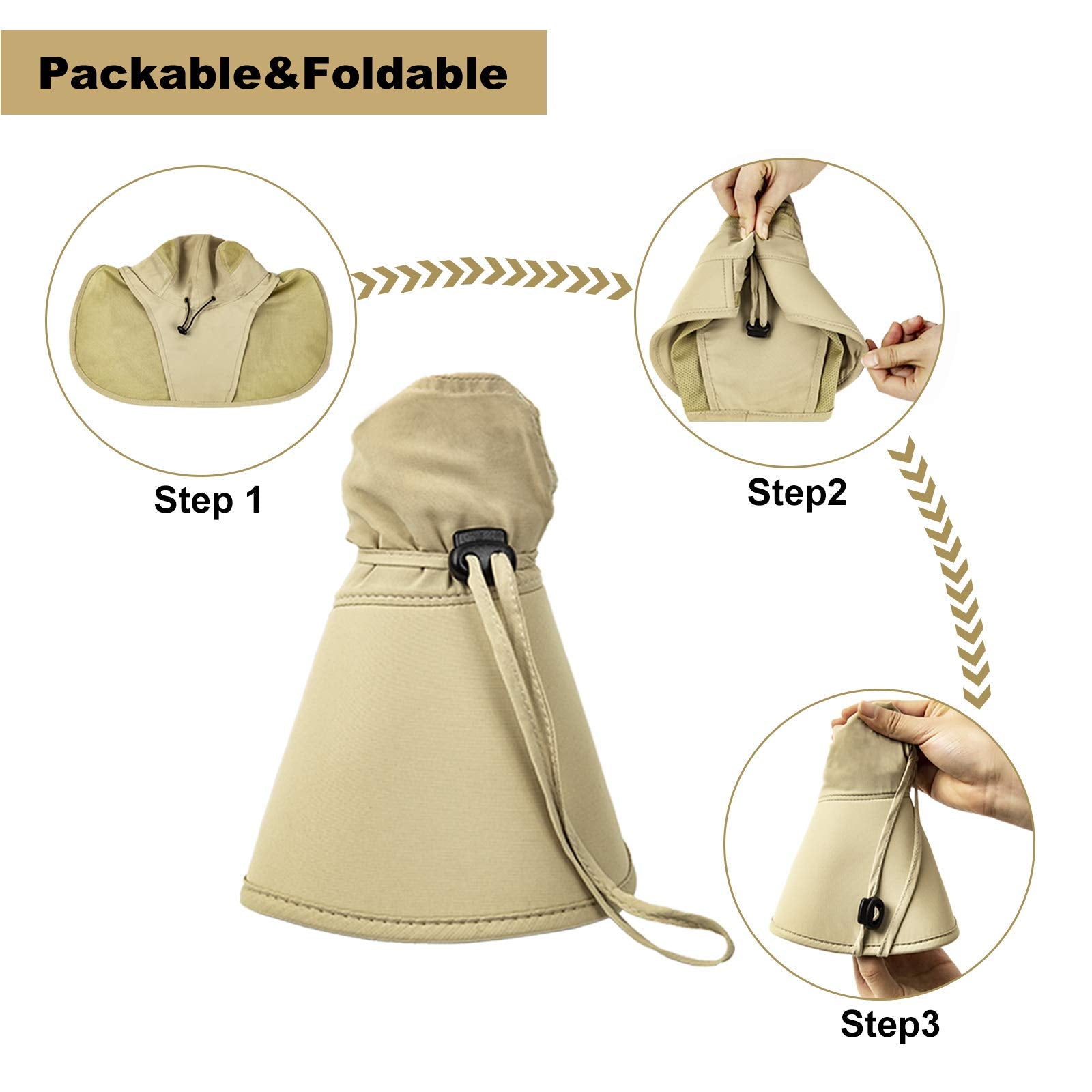 Surblue sun hat chin strap keeps the hat secure in wind.