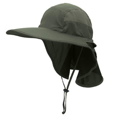 Surblue sun hat with neck flap and wide brim provides UPF50+ sun protection.
