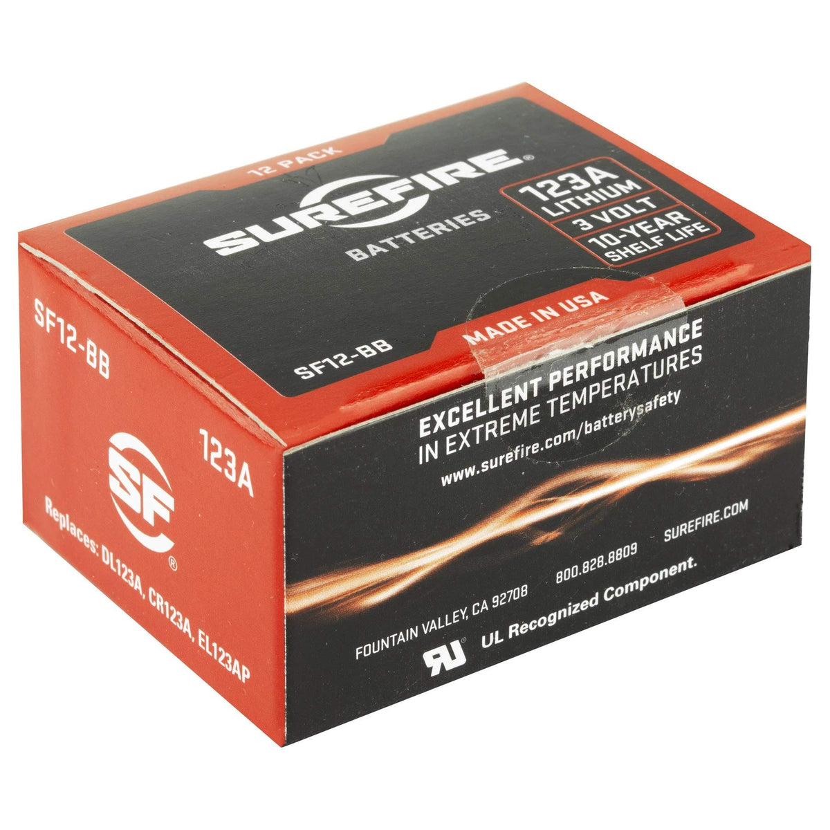 SureFire 123A boxed batteries ready for emergency flashlight power.