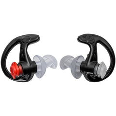 SureFire EP3 earplugs close-up showing soft double-flanged stems for a secure fit.