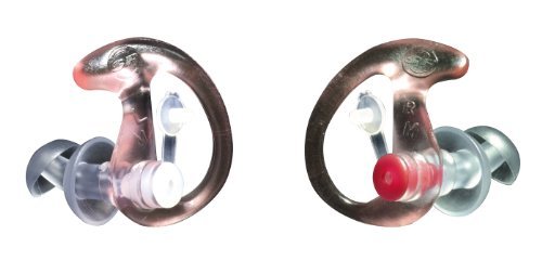 Compact earplugs stay in place with helmets or headsets.
