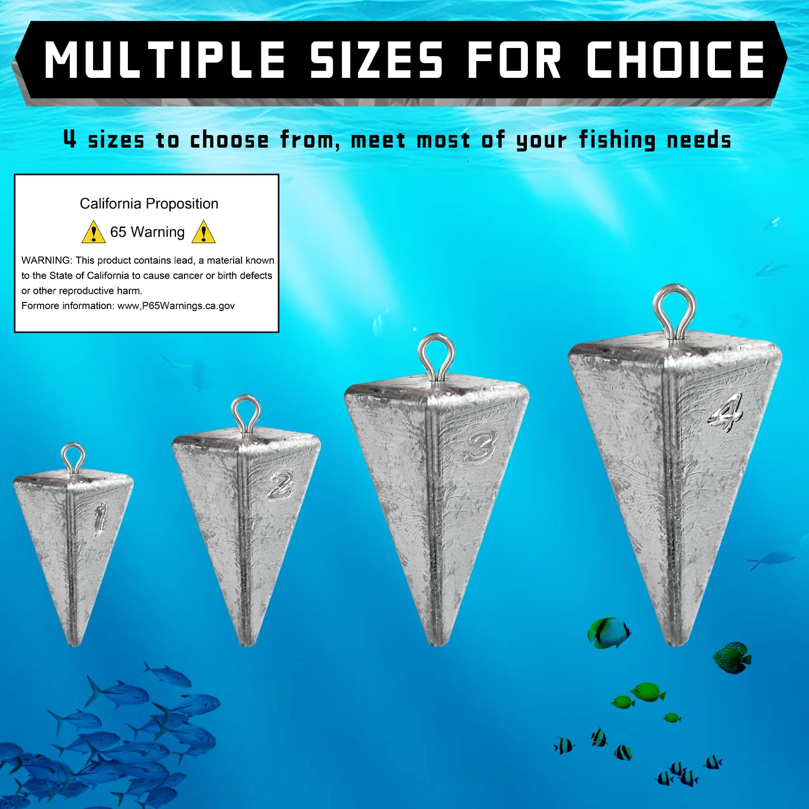 Surf fishing weights pyramid sinkers in pack