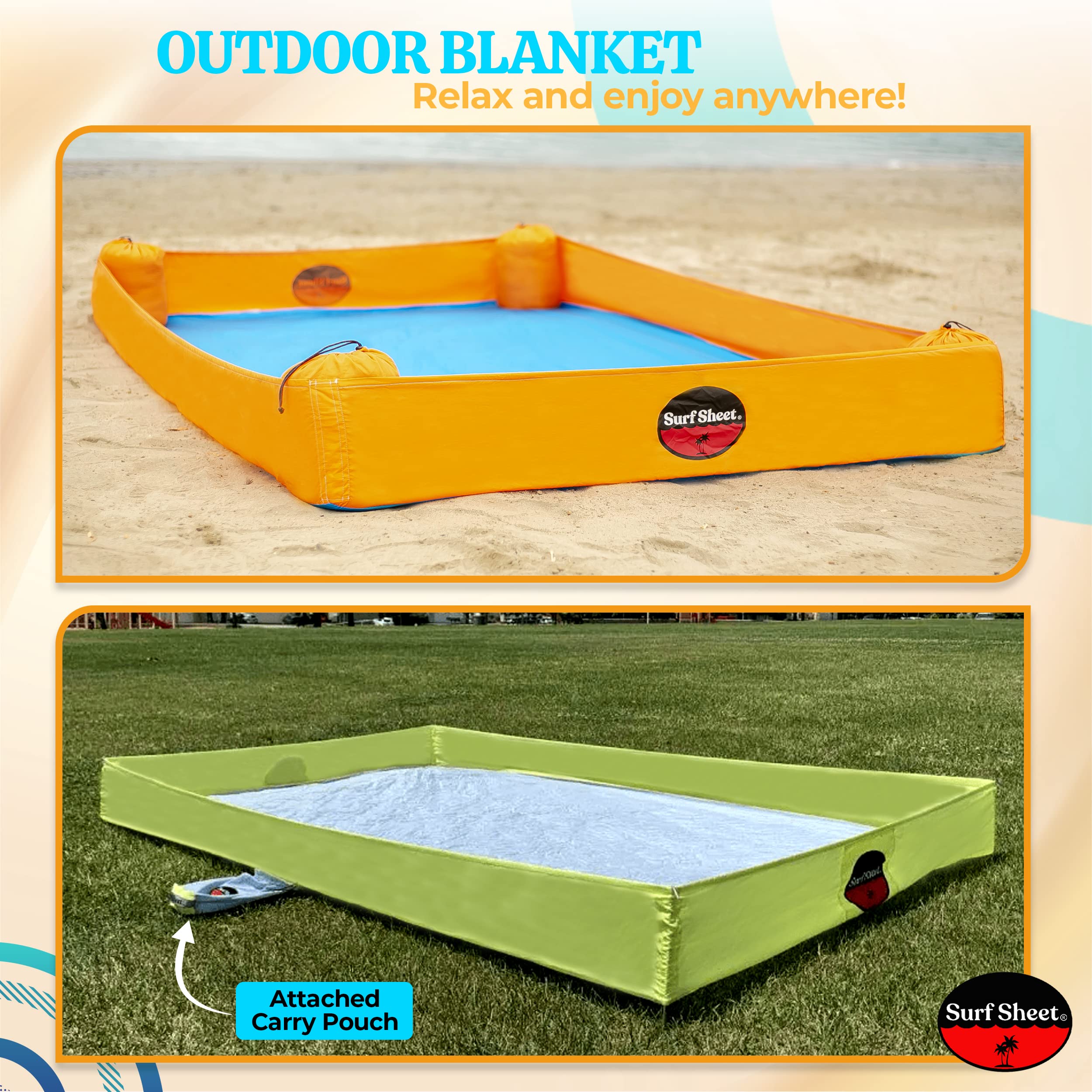 Surf Sheet folds into a compact pouch for easy transport.