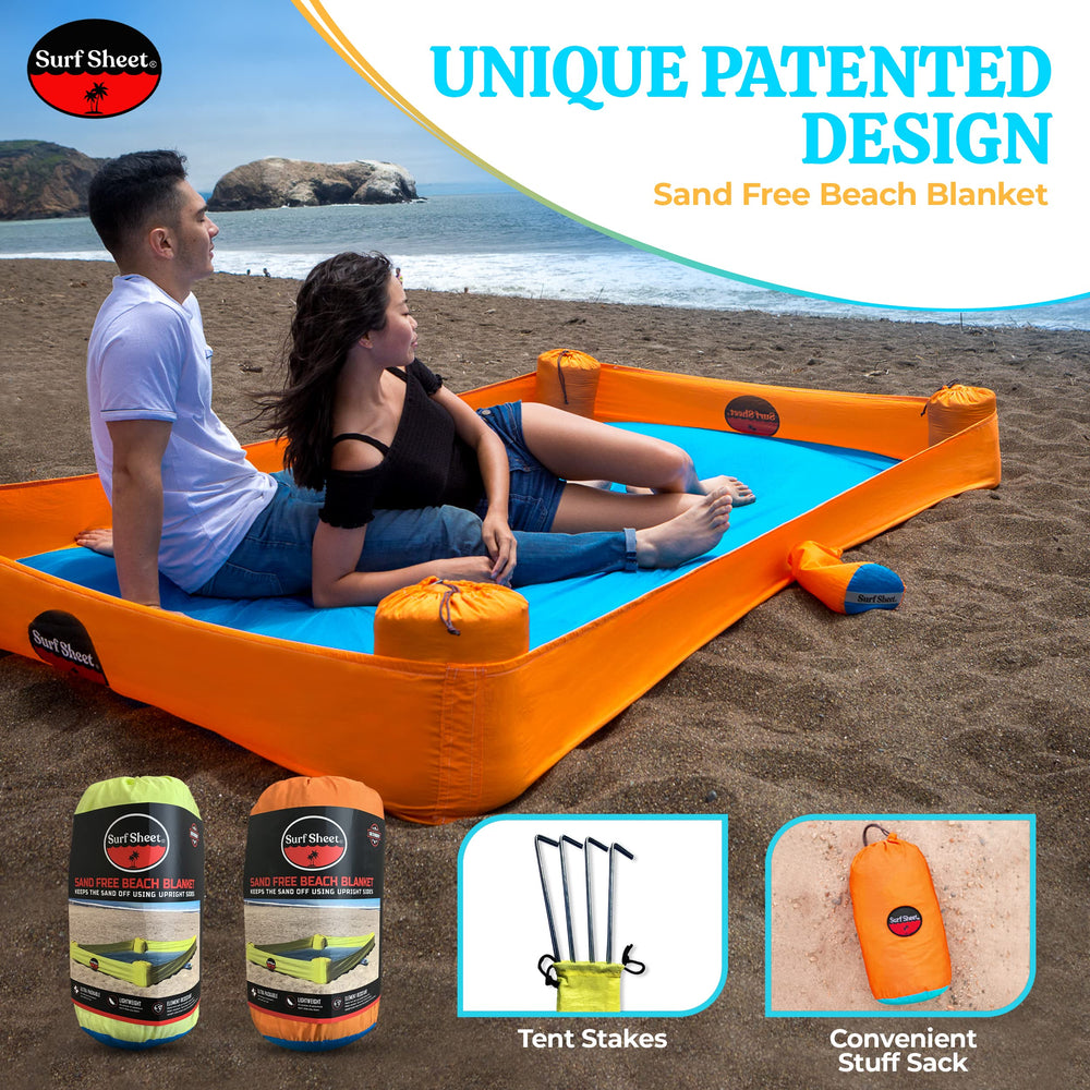 Surf Sheet waterproof beach mat yellow, ideal for damp sand and picnics.