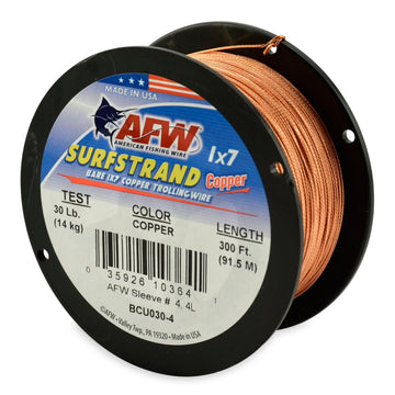 American Fishing Wire Surfstrand Copper Bare Trolling Wire, 30 lb test, 300 ft