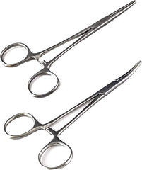 Surgical Online 2 piece 5 inch fishing forceps curved and straight on display