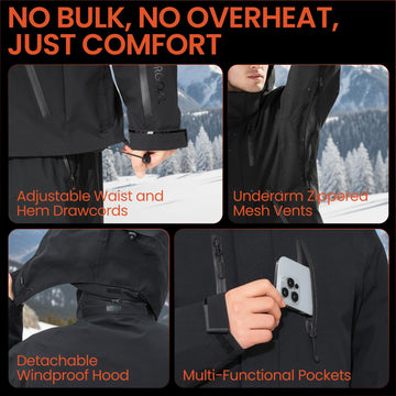 Surgoal detachable hood adds versatile protection against wind and snow.