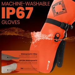 SURGOAL heated gloves waterproof PU coating keeps hands dry in snow