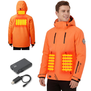 SURGOAL heated jacket front view shows slim-fit warmth for winter commuting