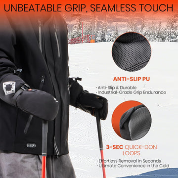 SURGOAL heated mittens touchscreen fingertips enable device use without removing gloves.