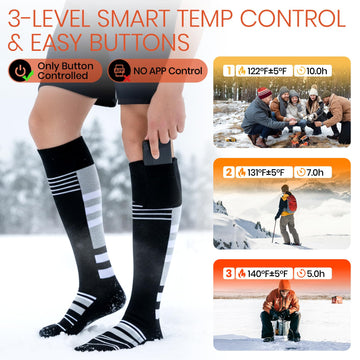 SURGOAL heated socks three-level control buttons for customizable warmth