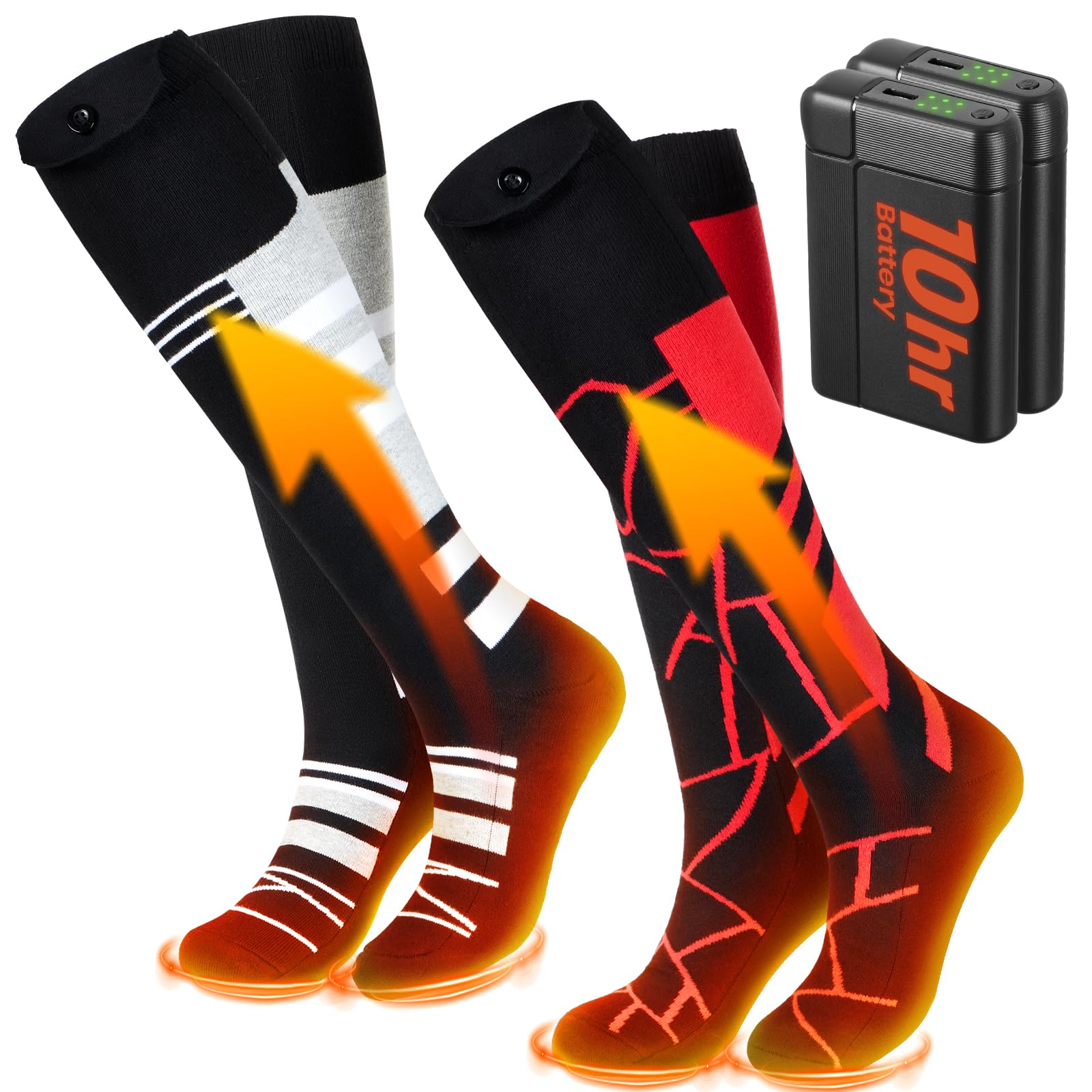 SURGOAL heated socks pack front view with two pairs for all-day warmth