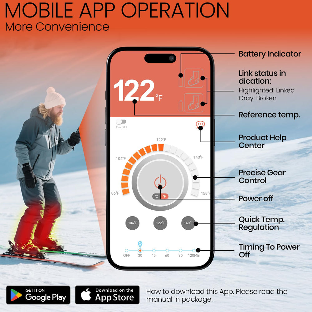 SURGOAL heated socks worn during winter activities delivering reliable warmth