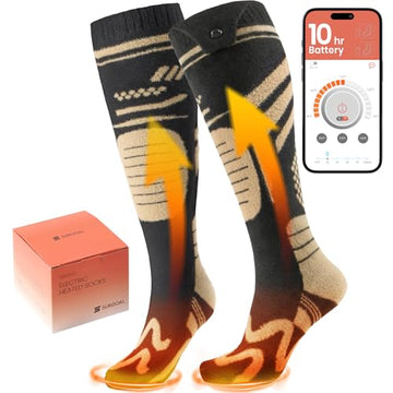 SURGOAL Merino heated socks battery compartment and controller in use, showcasing extended warmth.