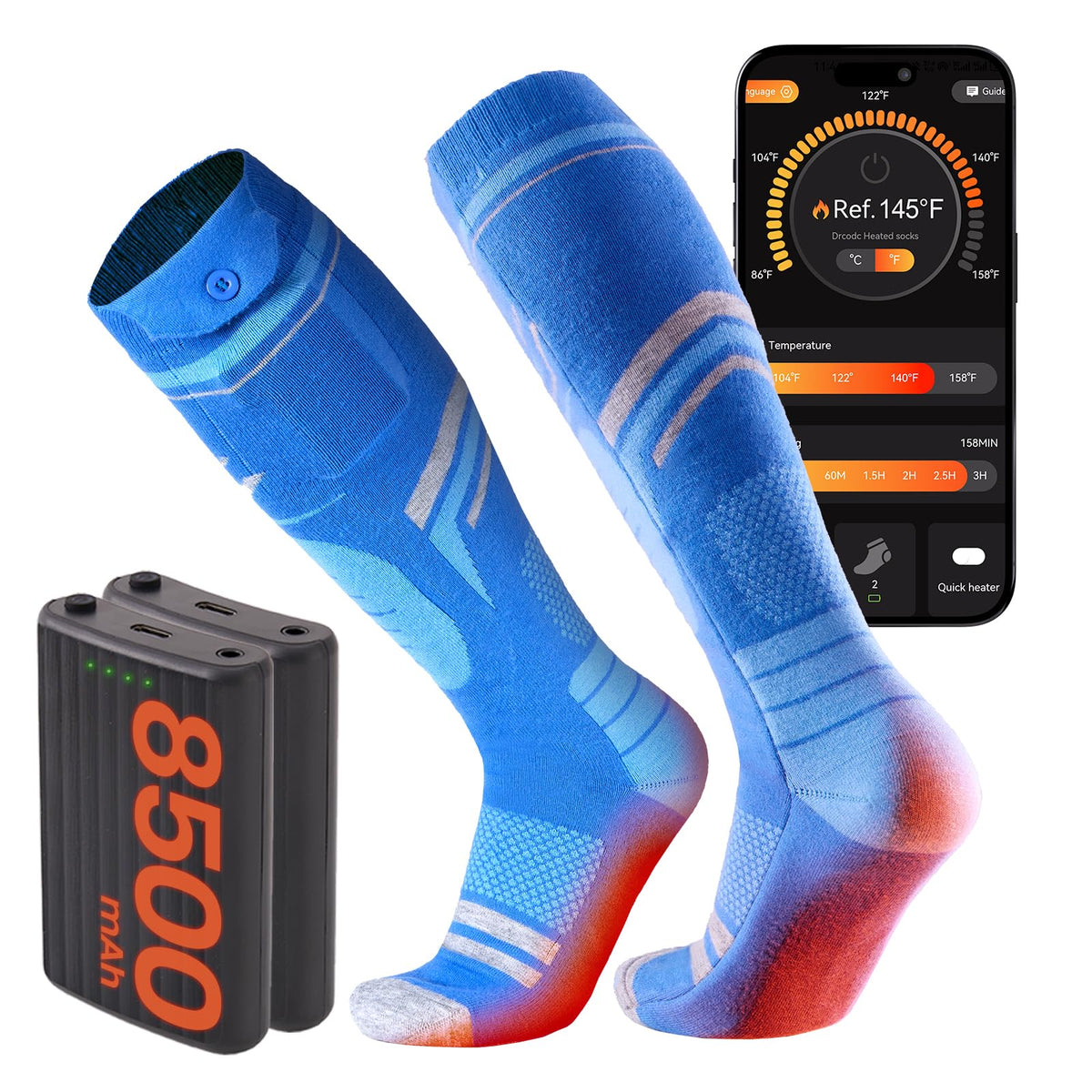 SURGOAL Merino heated socks show full-foot coverage for all-day warmth.