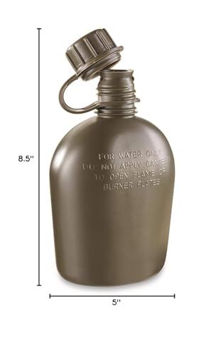 Surplus U.S. Military 1-Quart Canteen cap detail with attached cap prevents loss
