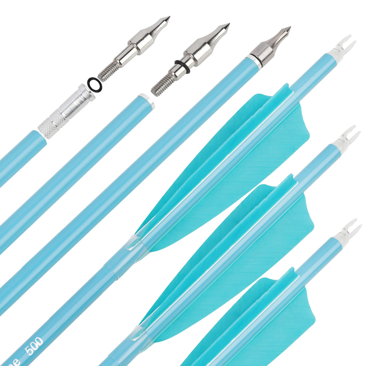 surswolf 31-inch carbon arrows with blue fluorescence feathers for easy outdoor visibility during practice