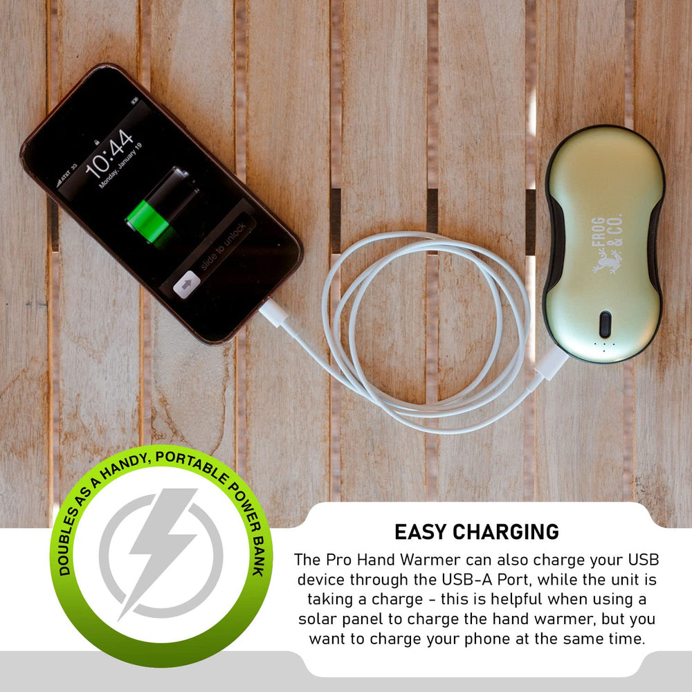 Survival Frog QuickHeat PRO in-use hands warming during chilly commute.