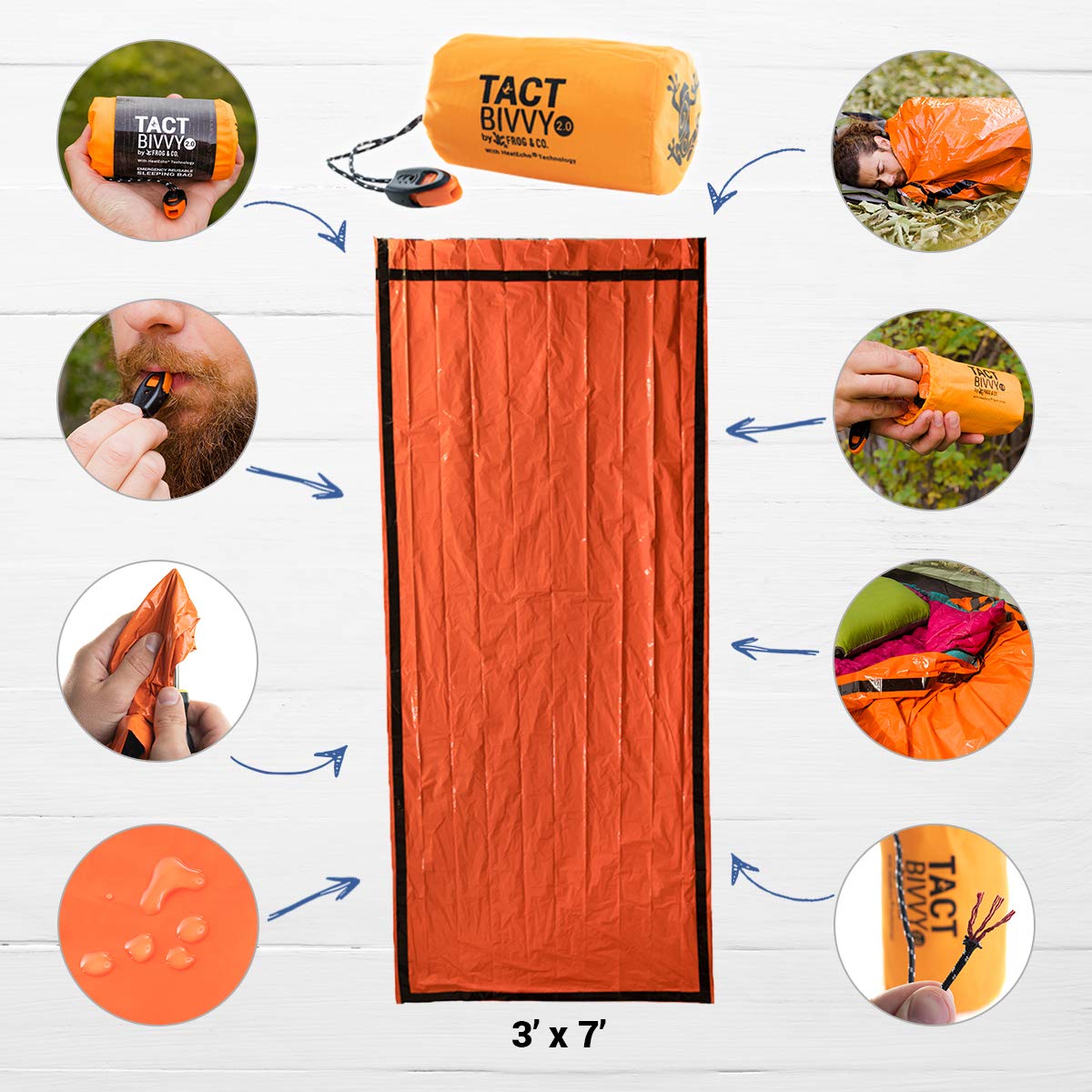 Survival Frog Tact Bivvy 2.0 stuff sack orange demonstrates portable shelter for emergencies