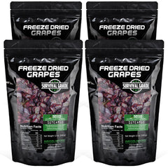 Survival Grocery Freeze-Dried Grape Halves bag front, resealable for freshness