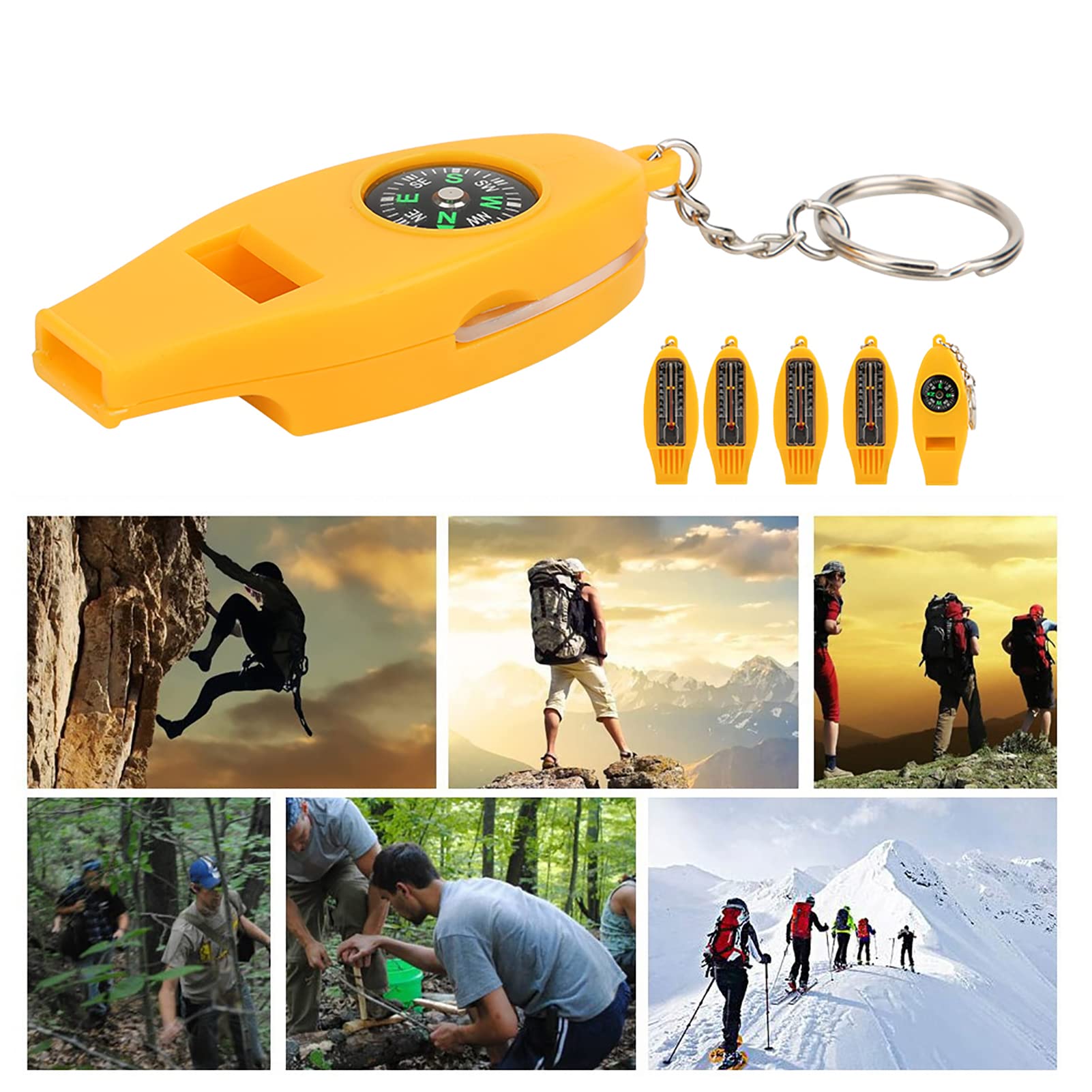 Survival Whistle with thermometer for quick temperature checks on hikes.