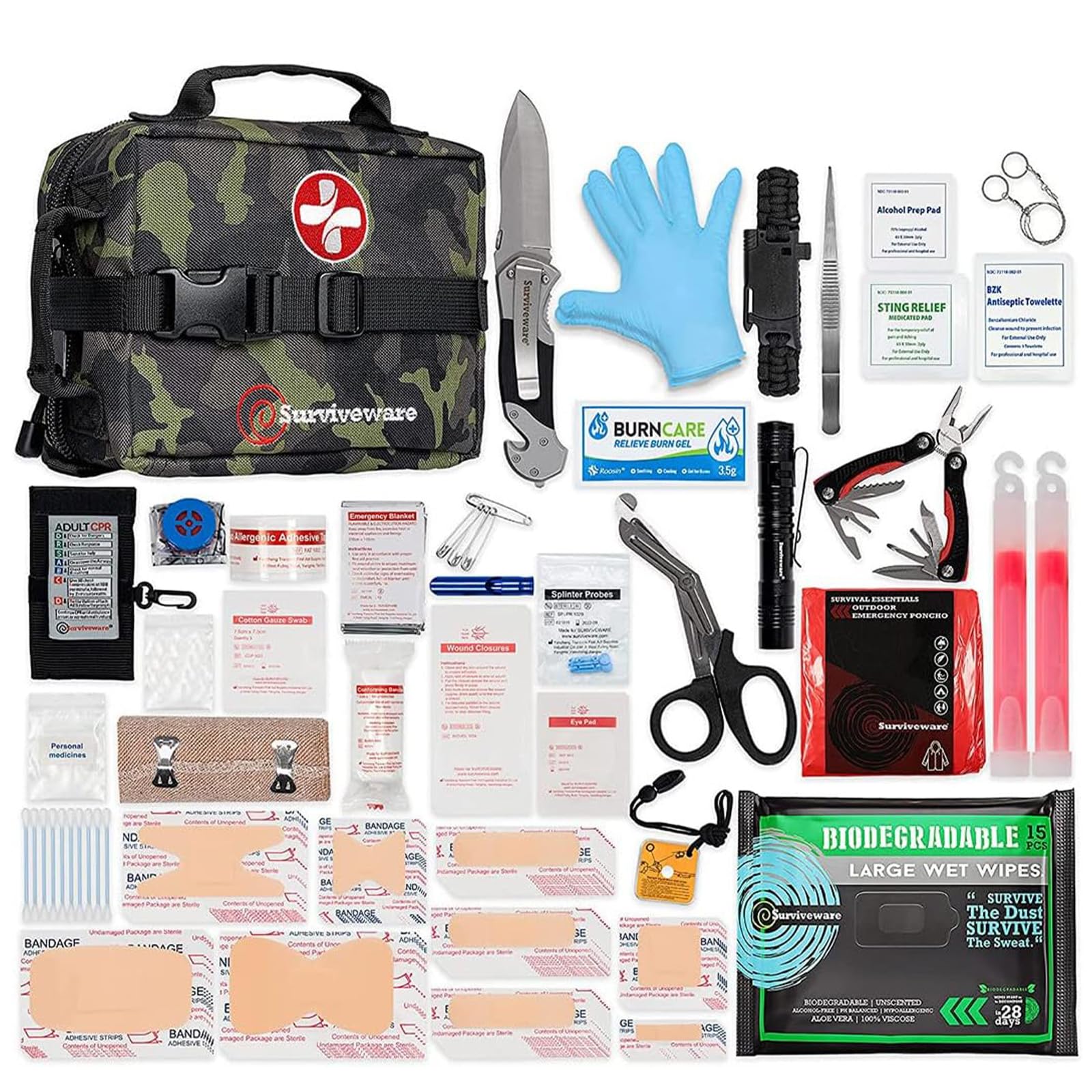 Surviveware 119-pcs kit cover shows rugged, travel-ready design for quick access.