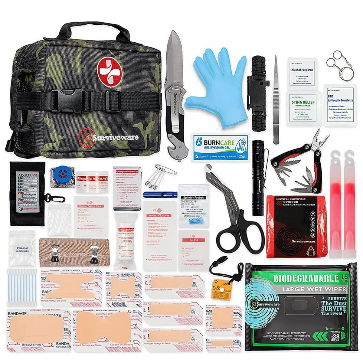 Surviveware 119-pcs kit cover shows rugged, travel-ready design for quick access.