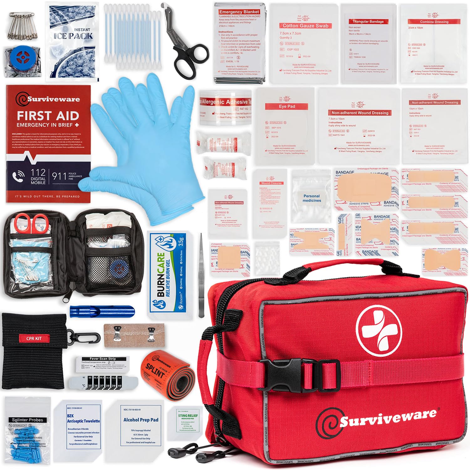 Surviveware 238-pcs kit case with labeled compartments for quick access
