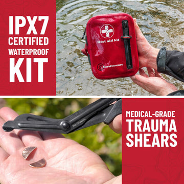 Surviveware first aid guide inside offers quick reference