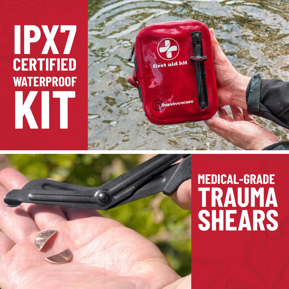 Surviveware first aid guide inside offers quick reference