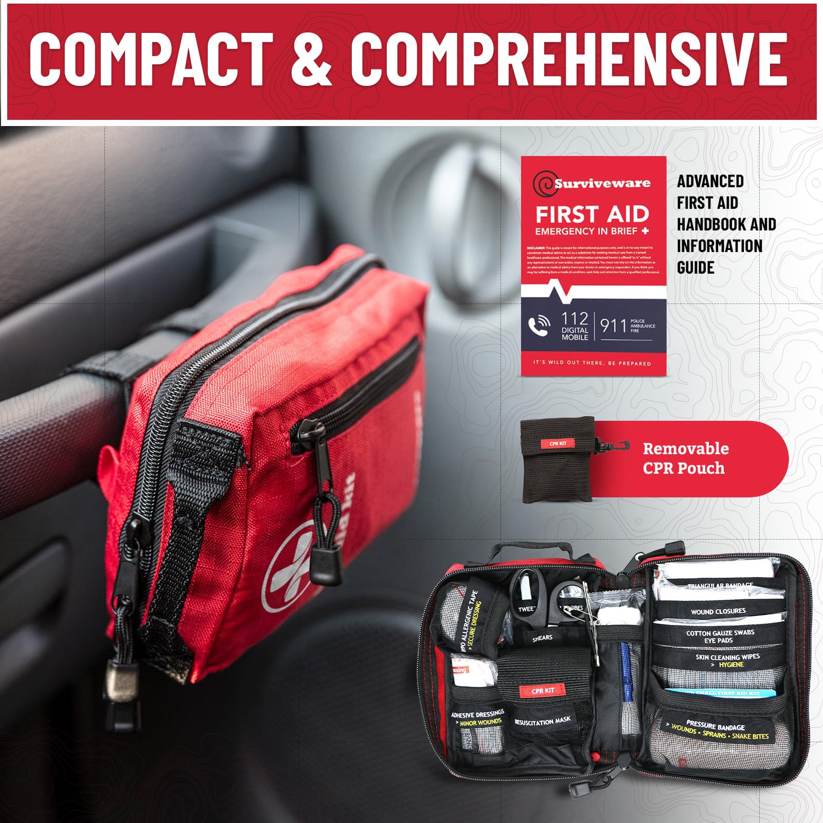 Surviveware D-rings allow secure mounting on cars, boats, or campsites