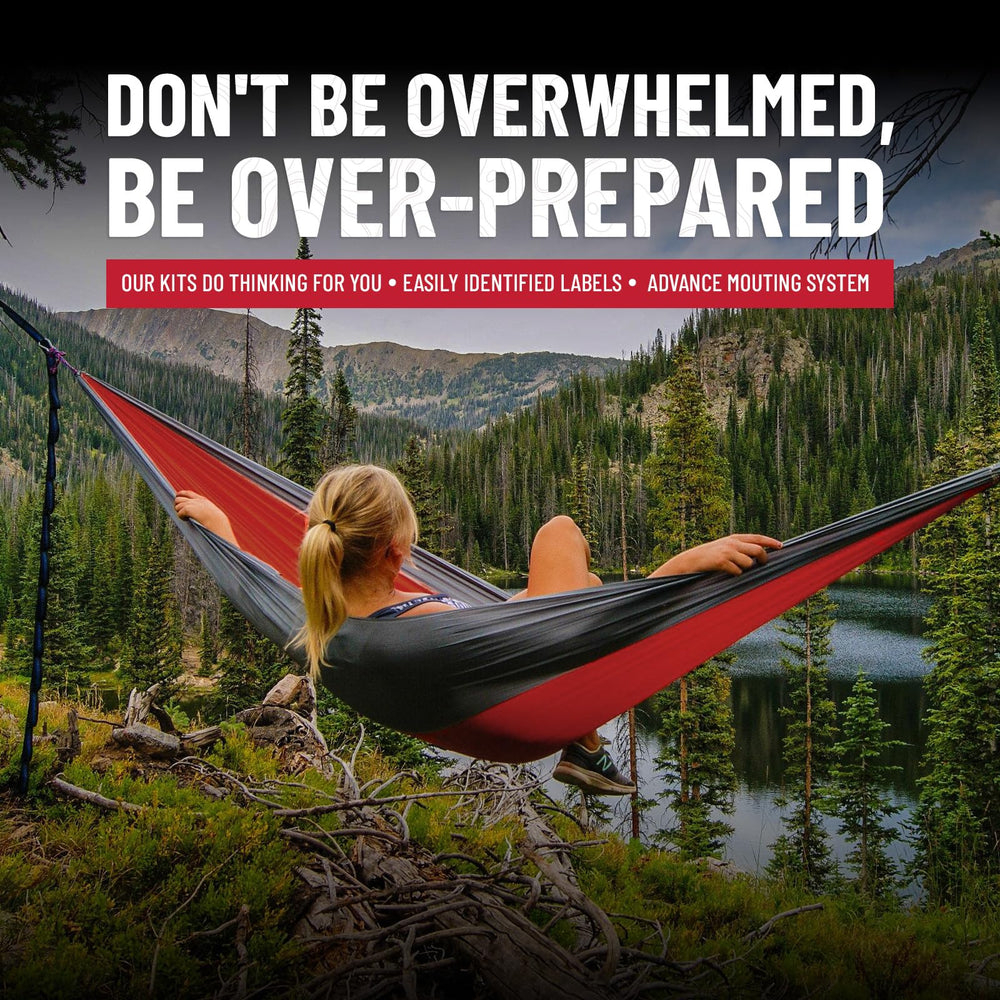 Surviveware kit in use on a hiking trail demonstrates ready-to-go first aid support.